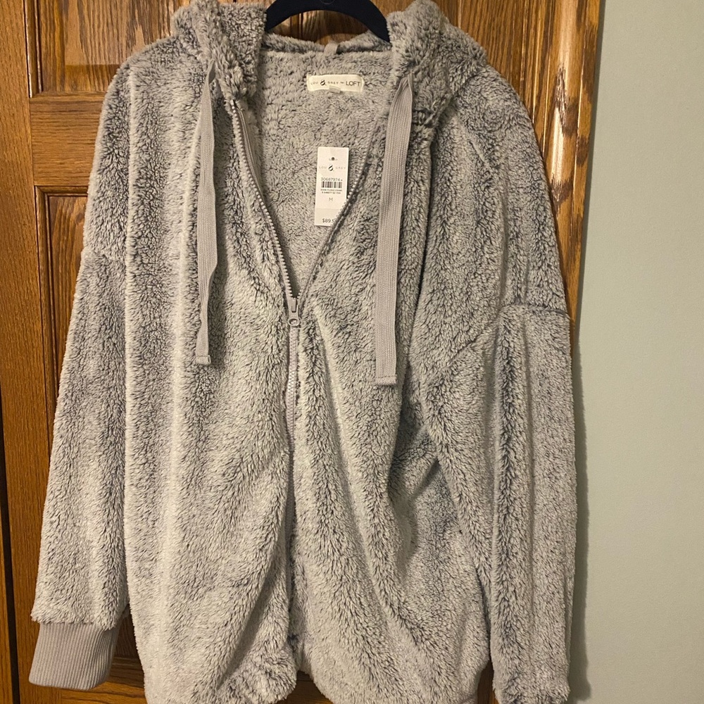 Ann Taylor Loft faux fur zip up size M